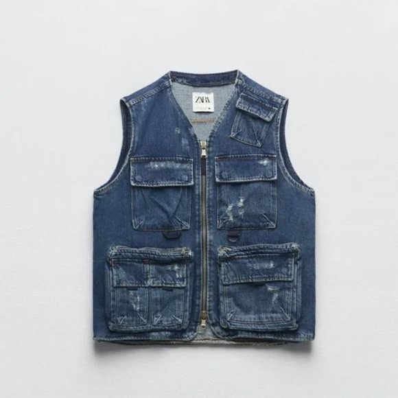 ZARA DENIM UTILITY VESR MULTIPOCKET NEW - Picture 3 of 8